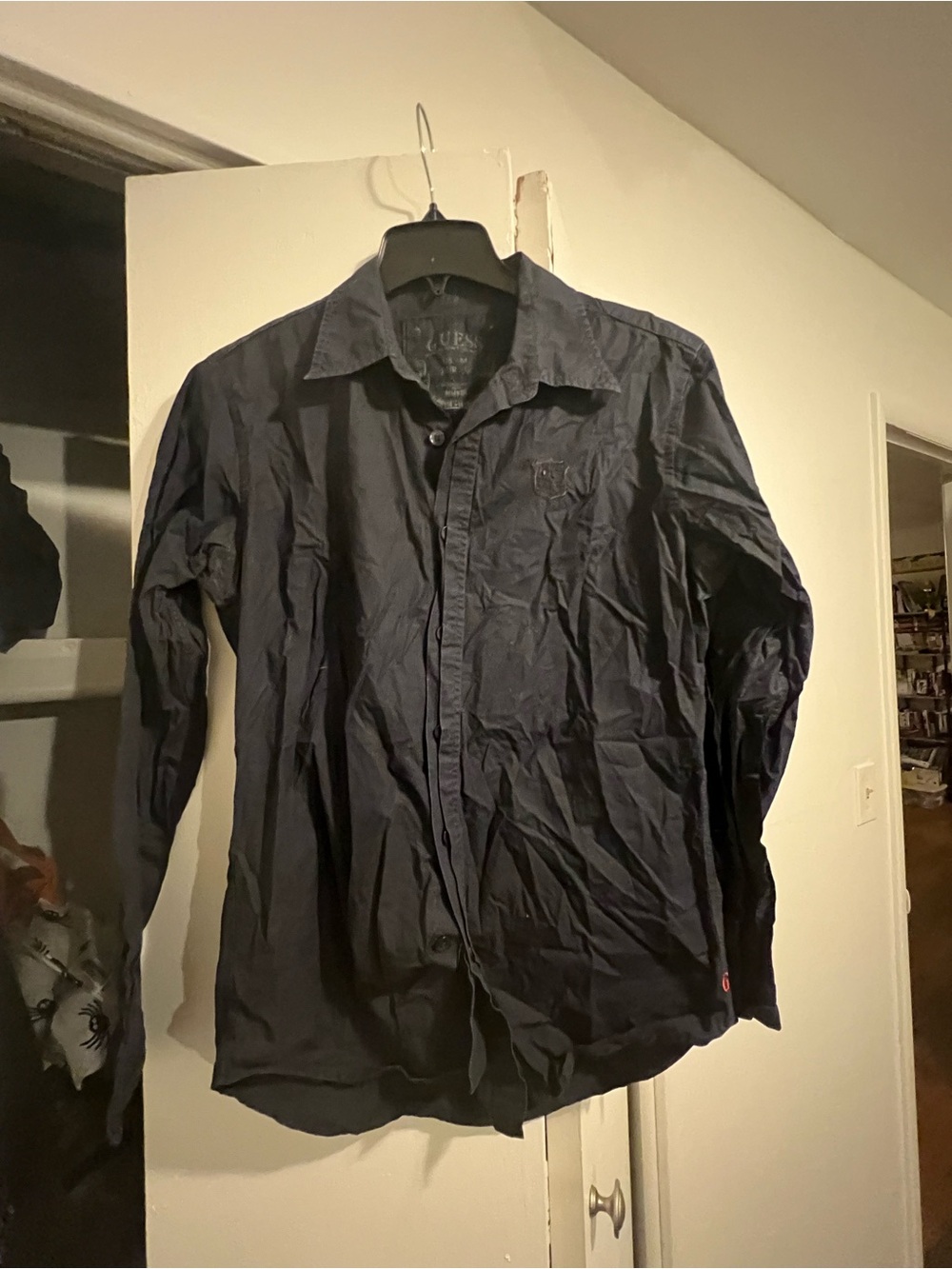 Guess Men's Navy Button-Up Shirt Jacket
